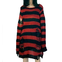 goth oversize women stripe sweater lady harajuku sweet y2k jumper hollow out pullovers sweaters punk gothic korean pulls tops