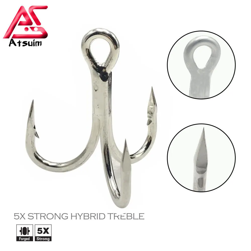 

AS 5pcs Big Game 5X Treble Hooks Stainless Skirts BKK 3/0 Strong Hybrid Strength Anchor Fishing Hooks Jigging Carbon Lure Hooks