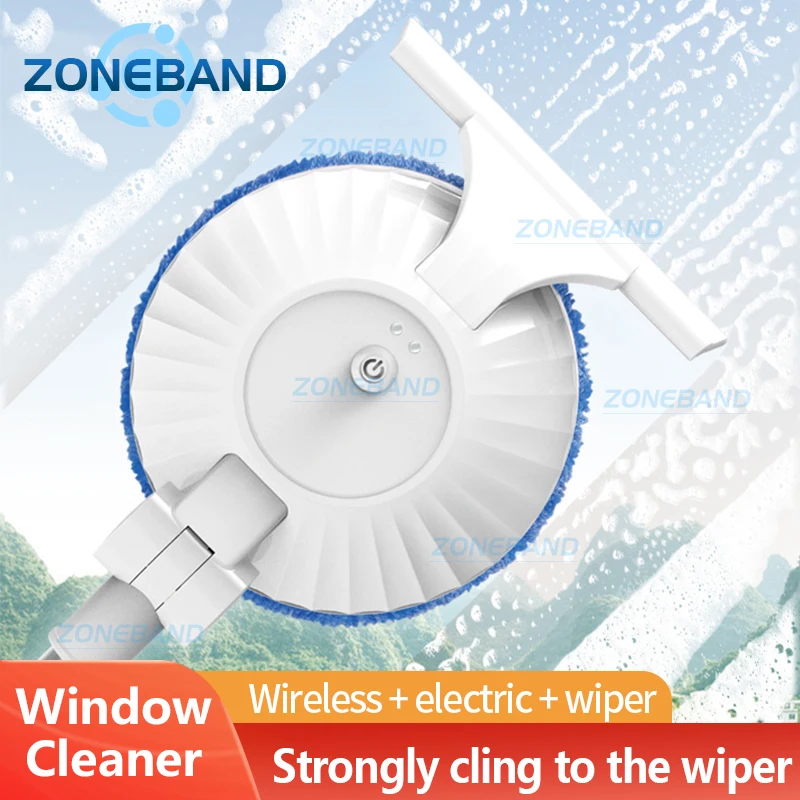 

Wireless Electric Wiper High Altitude Window Cleaner Mop Dry and Wet Telescopic Rod Wiper Handle Rotating Head Brush