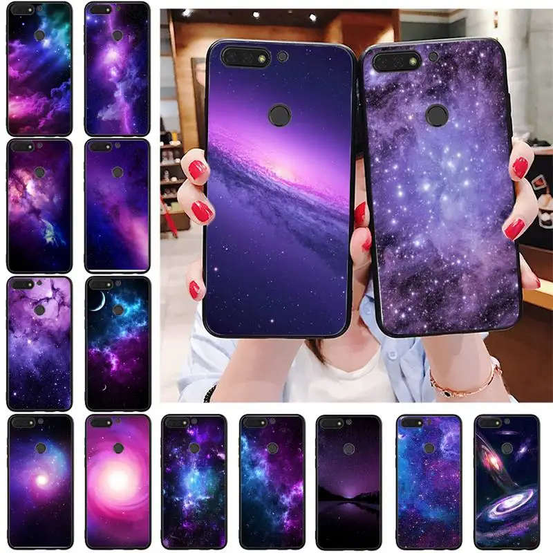 Чехол Yinuoda для телефона с фиолетовыми космическими звездами Huawei Honor 8X 9 10 20 Lite 7A 7C 10i