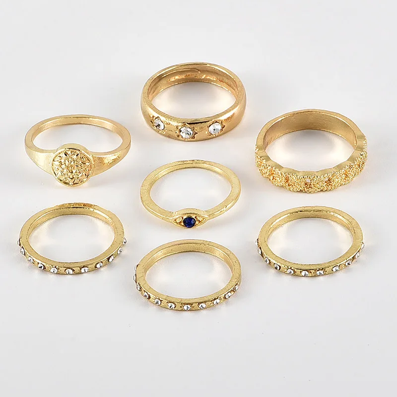 7 шт./компл. для женщин моды кольца в виде геометрических фигур глаза с украшением