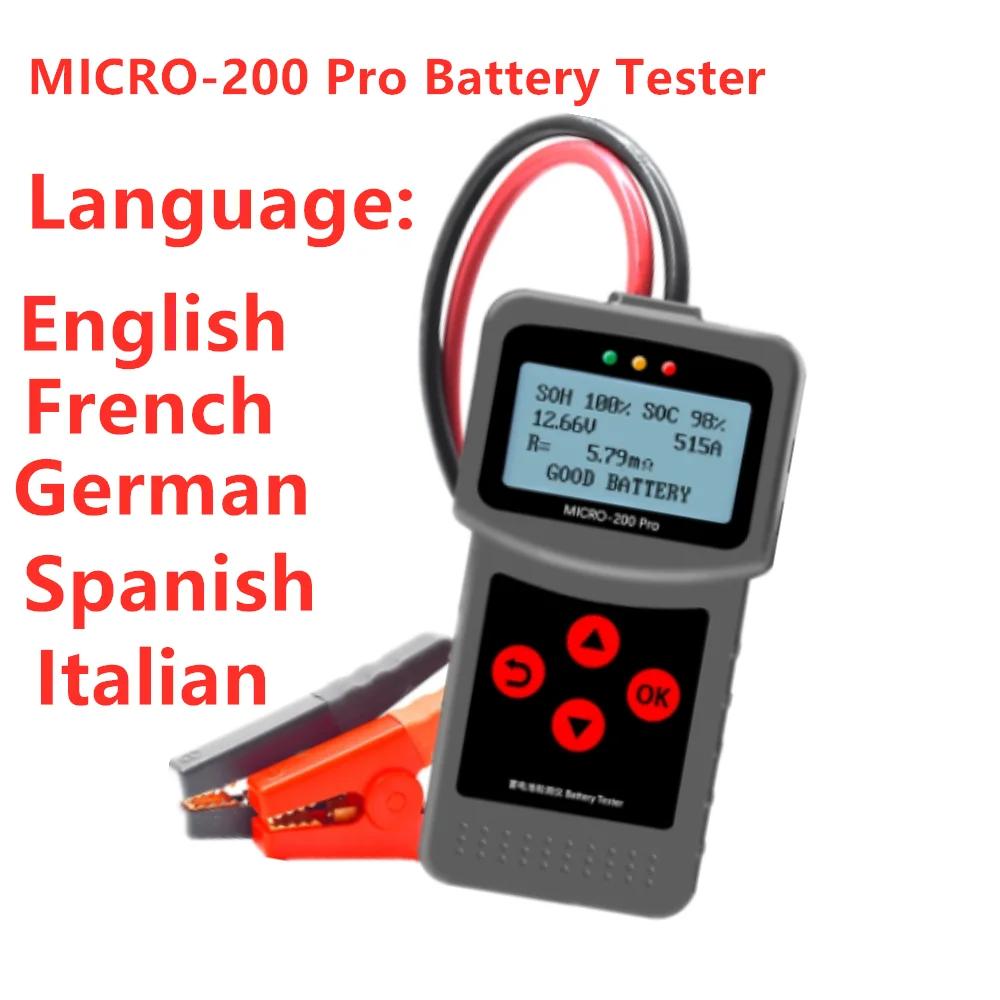 MICRO-200PRO 12V 24V 40-2000CCA Ёмкость Цифровой walkie talkie автомобильное Системы Инструмент Анализатор Грузовик Мотоцикл помощи при парковке Авто Батарея тестер A