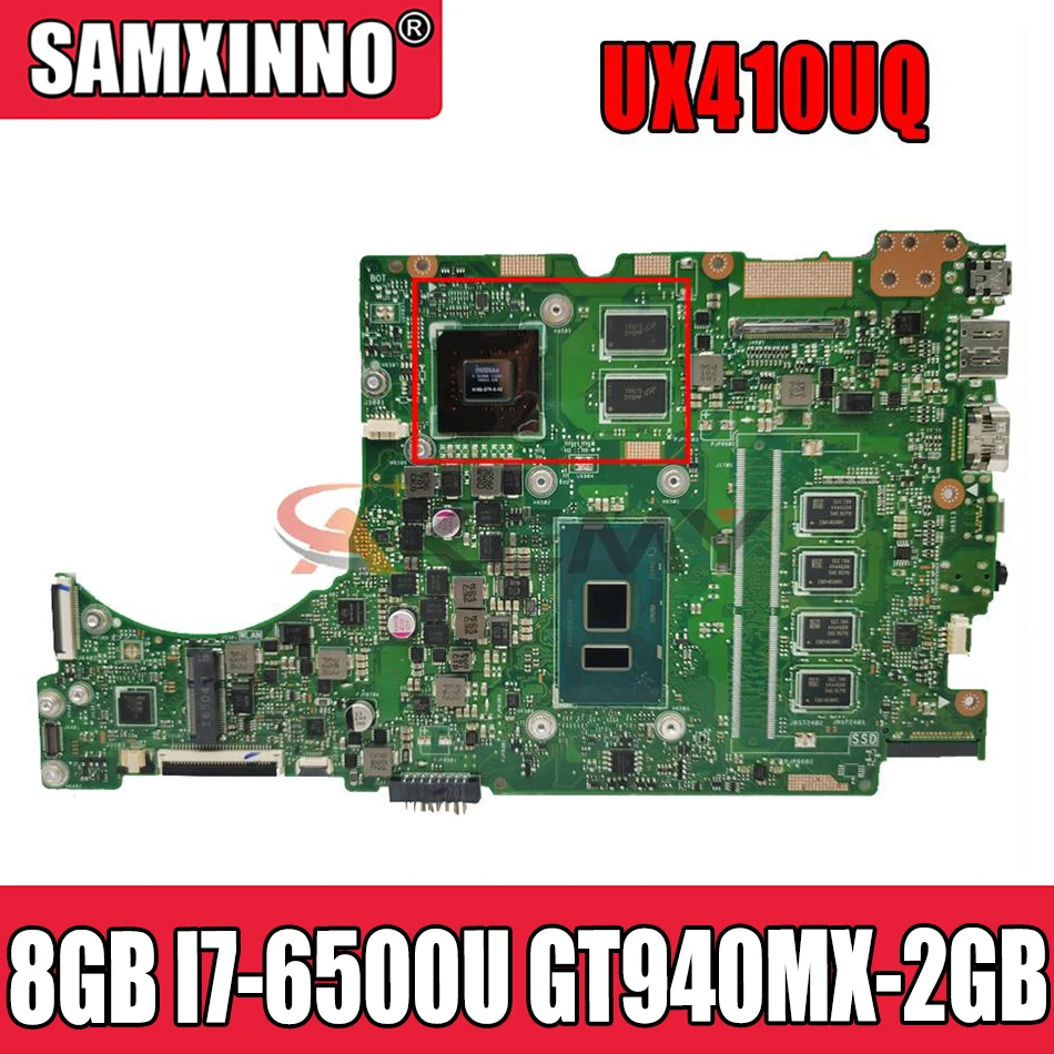 

UX310UV Laptop motherboard for ASUS UX410UQ (14 inch) UX410U UX310U original mainboard 8GB-RAM I7-6500U GT940MX-2GB