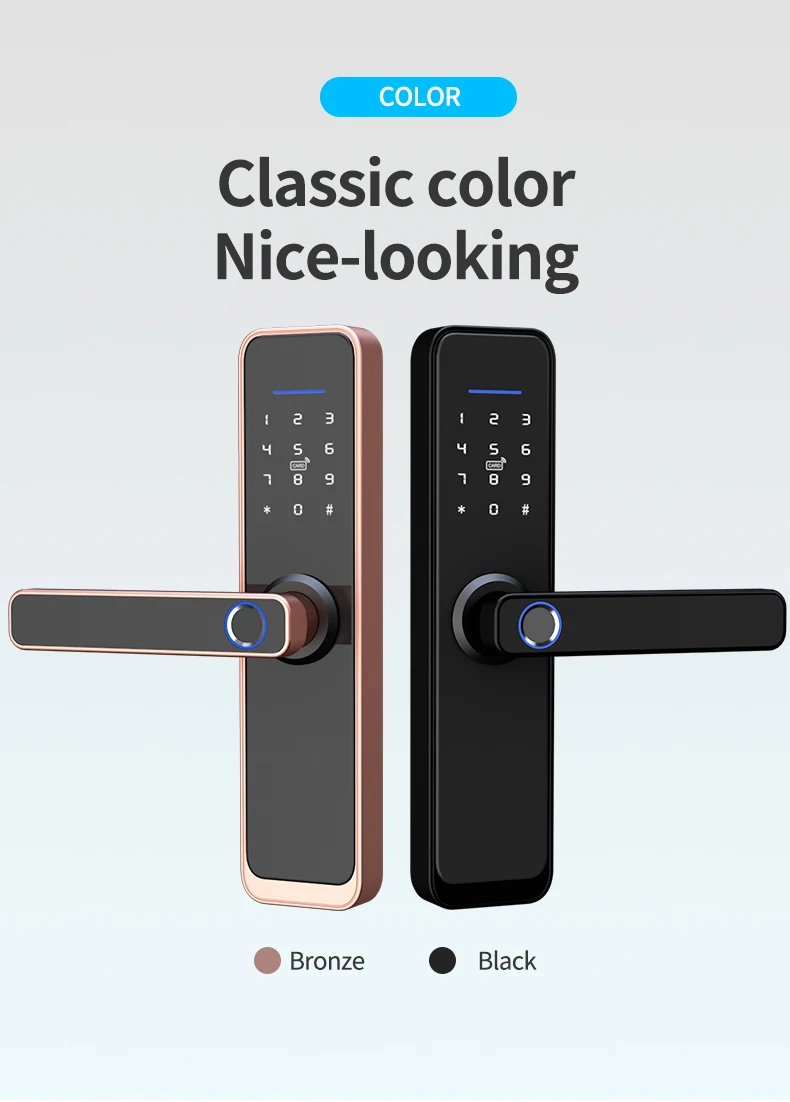 

Tuya Wifi X2 22*125 Bronze Electronic Door Lock Security With Tuya Remotely/Biometric Fingerprint/Smart Card/Password/Key Unlock