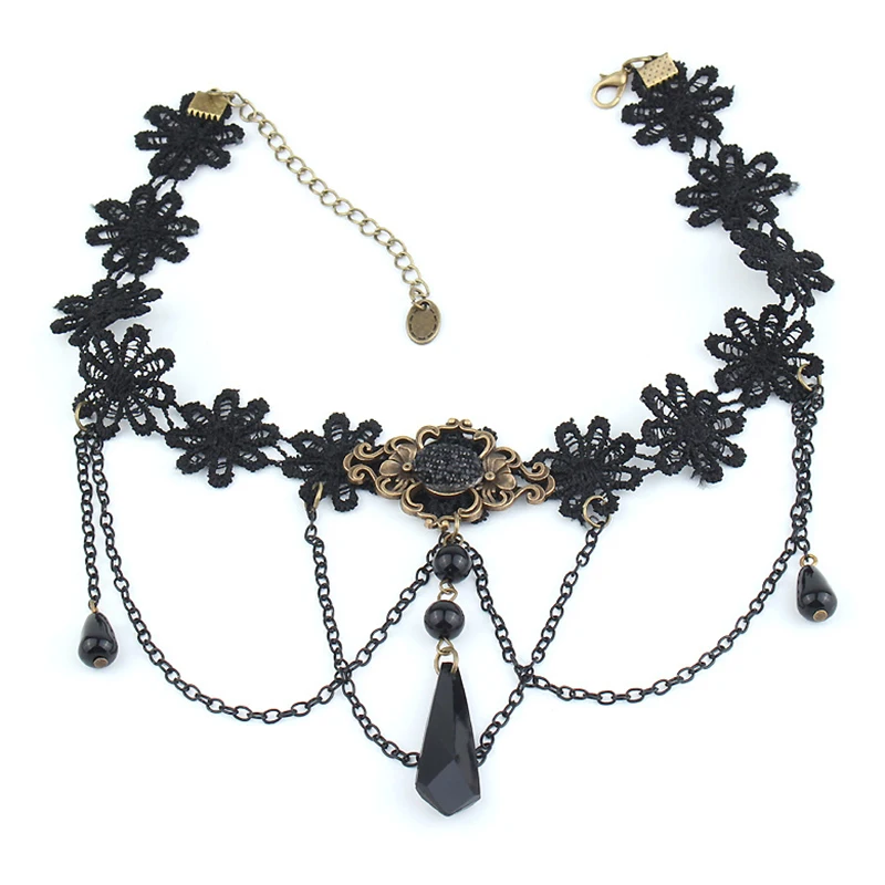 Готическая татуировка кружевное ожерелье подвеска винтажное свадебное