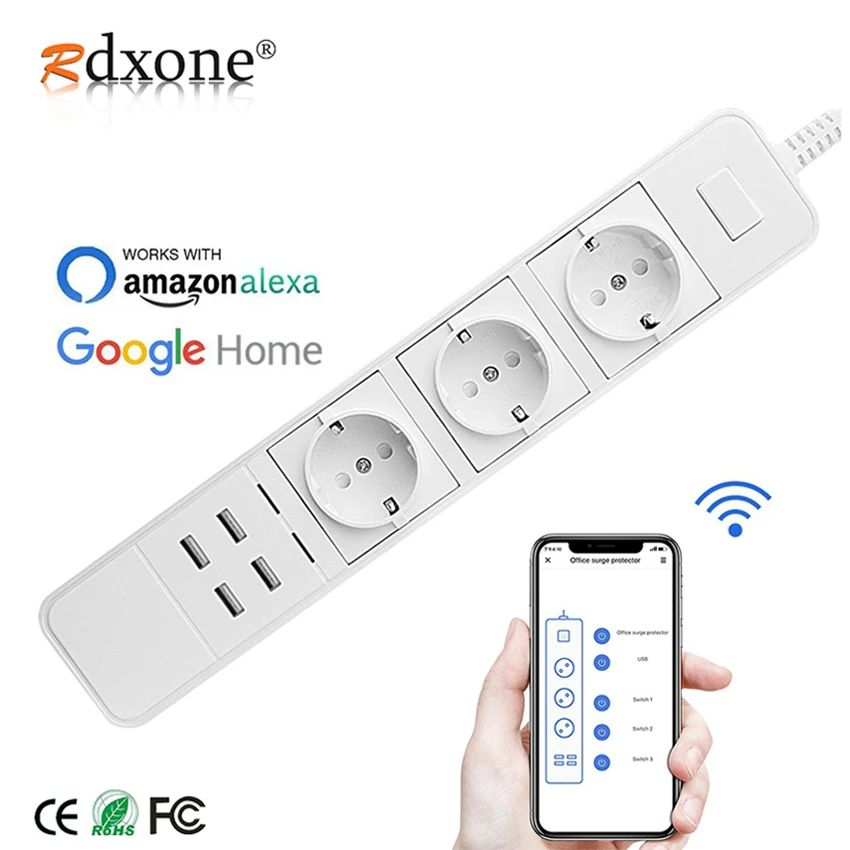 4USB white Rdxone смарт Wifi силовая полоса wifi штепсельные розетки 4 USB порта Голосовое управление для Amazon Echo Alexa Google Home таймер - Цвет: 4USB white