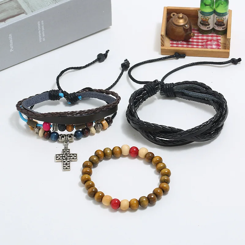 Новые модные богемные плетеные браслеты с крестиком для женщин в форме Креста