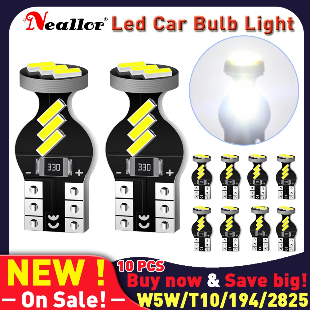 

Автомобильная 5W5 светодиодный ная лампа T10 W5W сигнасветильник ПА 194 2825 2827 Canbus 12 в 6000K клиновидный боковой фонарь заднего хода автомобиля 4014 9SMD ...