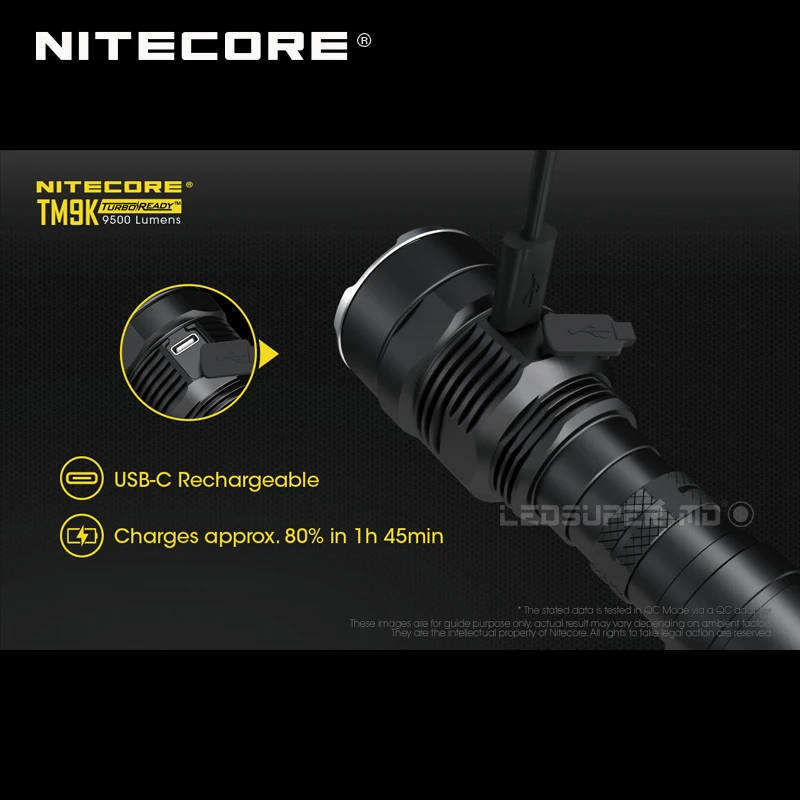 9500 люмен NITECORE TM9K 9 x CREE XP L HD V6 LED ультракомпактный тактический фонарик со