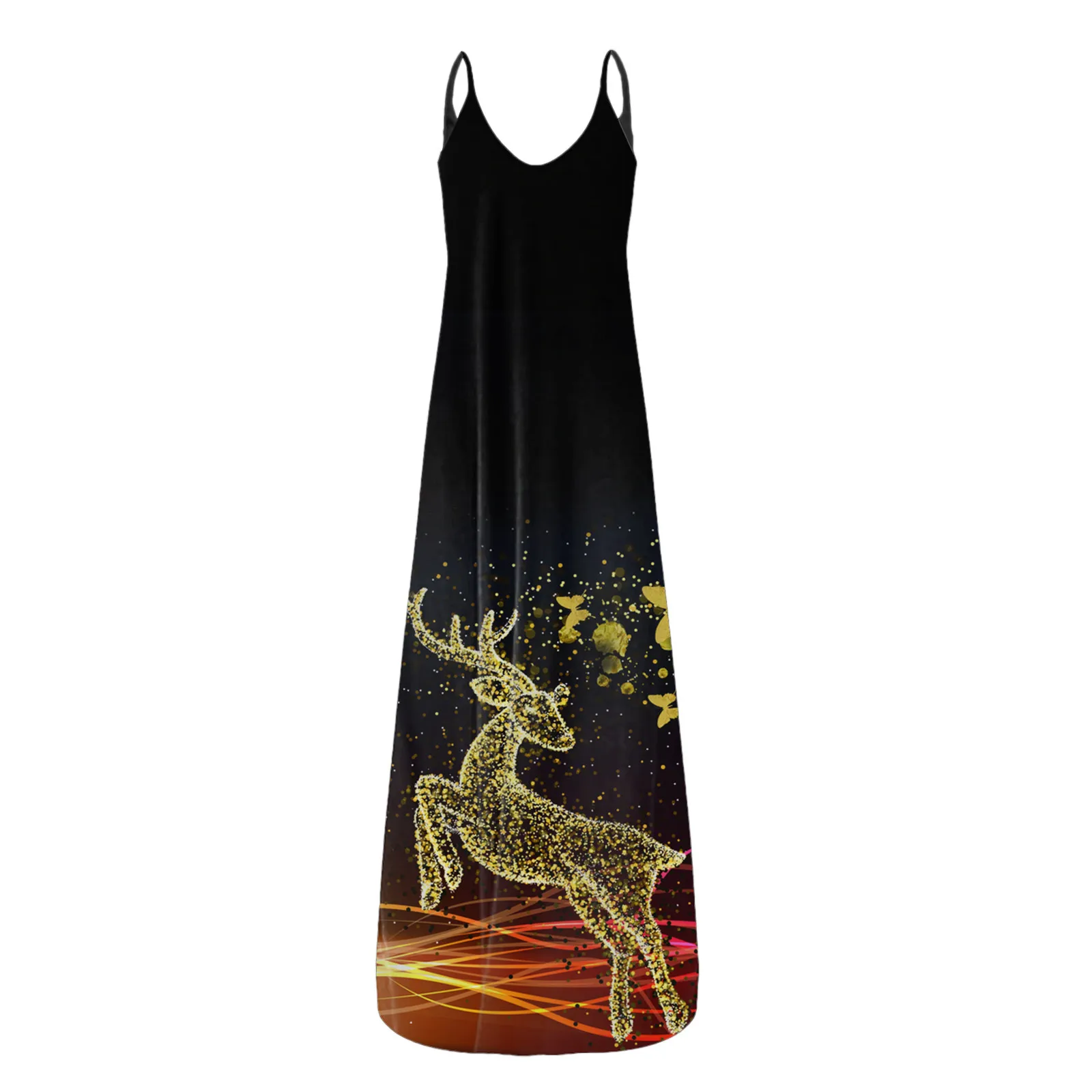 

dresses for Women 2021 Summer Sexy Sleeveless print Spaghetti Strap Dress With Pockets female loose maxi dress