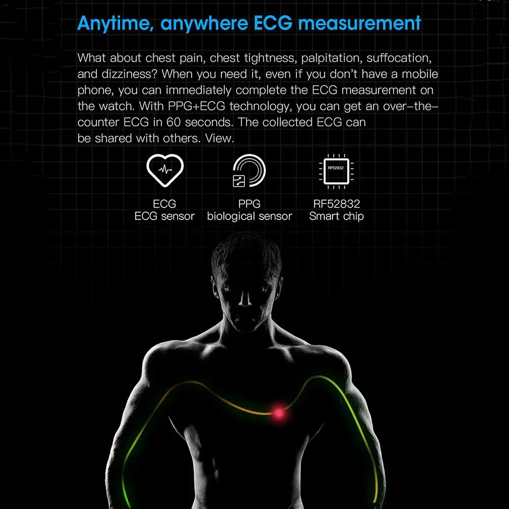 Sports Pedometer L9 Bluetooth Men Fitenss Smart Watch Cardiogram PPG HRV Heart Rate Monitor IP68 Waterproof Walk Health Bracelet
