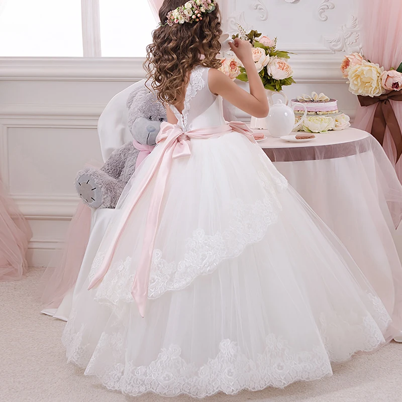 

wedding Flower girls A-Line dresses 3-10T baby girl kids lovely party dress