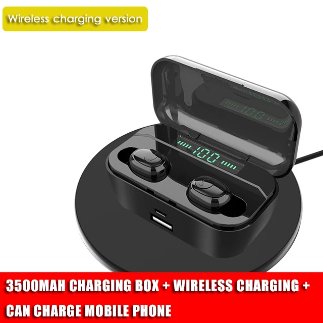 G6S TWS Bluetooth наушники светодиодный цифровой дисплей Быстрая Беспроводная зарядка гарнитура бинауральный микрофон стерео беспроводные наушники - Цвет: Wireless charging