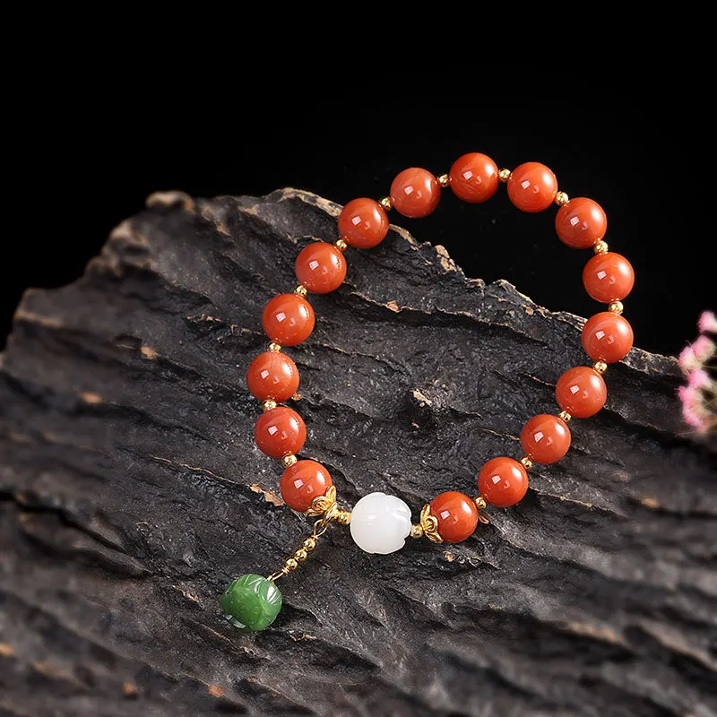 

S925 Silver Accessories Handmade Women's Red Agate Bracelet