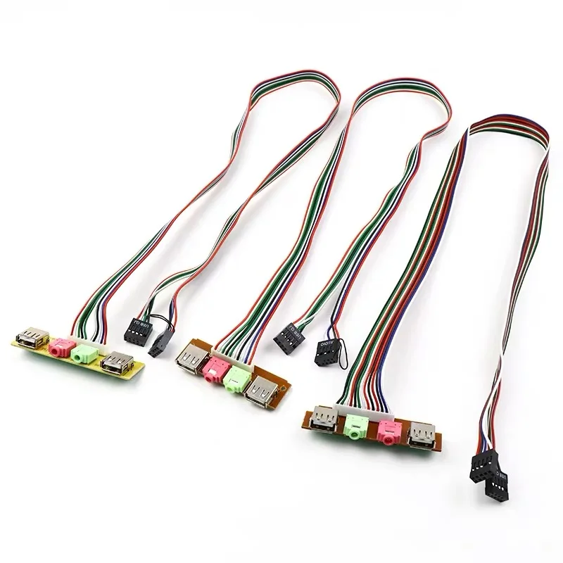 

7.4CM 65CM PC Computer Cables & Connectors Case Front Panel USB/ Audio Front USB 2.0 Plug Guard Extend Mic Earphone power cables