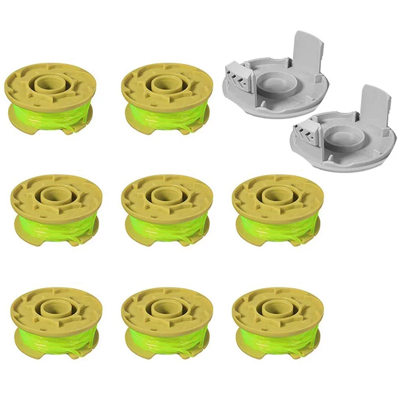 

11 футов, 0,080 дюйма, сменная катушка триммера для Ryobi One Plus + AC80RL3, беспроводные триммеры, линейные заправки (8 Катушек + 2 крышки)