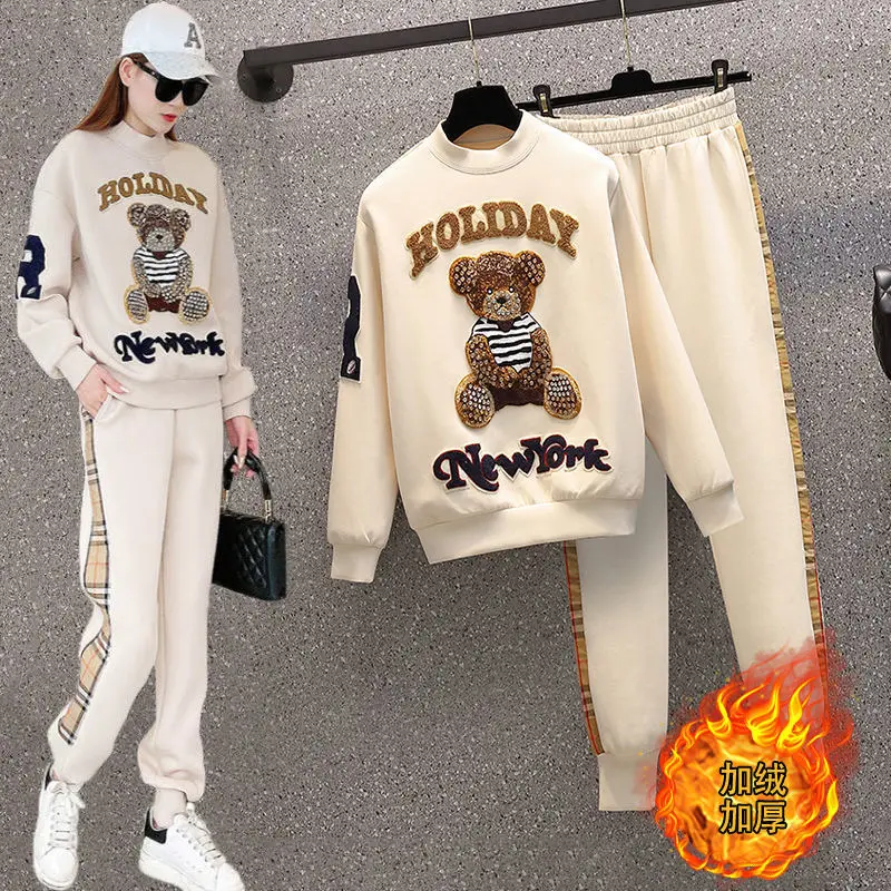

Sport Suit 2022 New Fat Sister Oversized Sweatshirt Fashion Casual Tracksuit Womens Two Peice Sets Y2k Swinter Pants Set Women