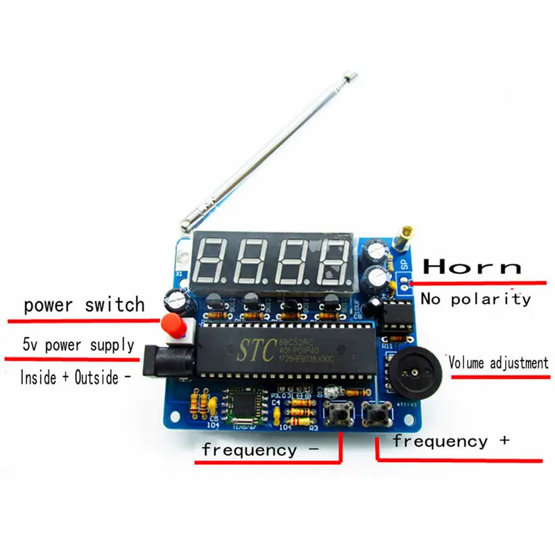 Tea5767 мини стерео Fm радио модуль с телескопической антенной и рожком 87 108 МГц