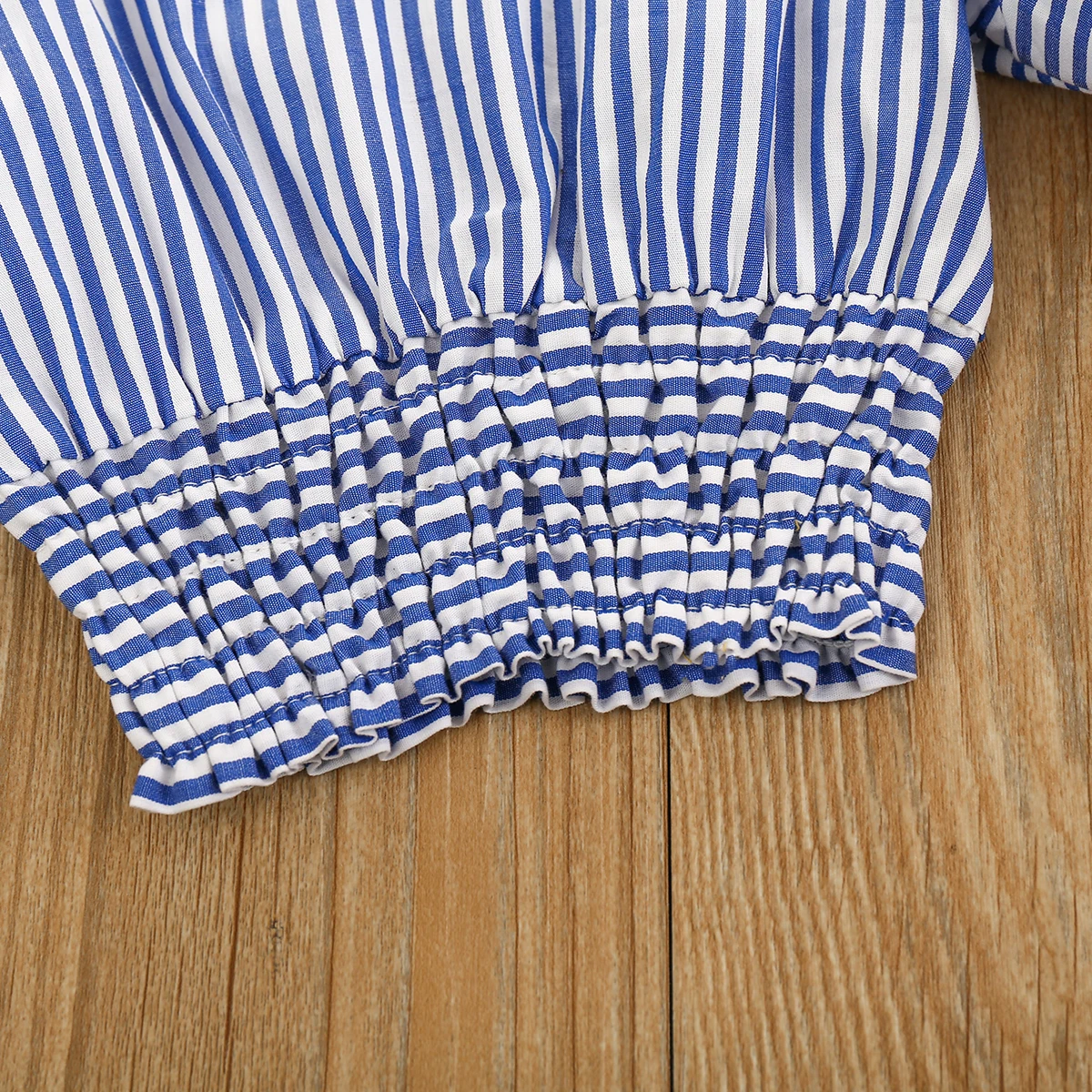 

OPPERIAYA Kids Baby Girls Fashion 2-piece Summer casual Outfit Set Fly Sleeve round neck Striped Tops pocket Denim Skirts Set