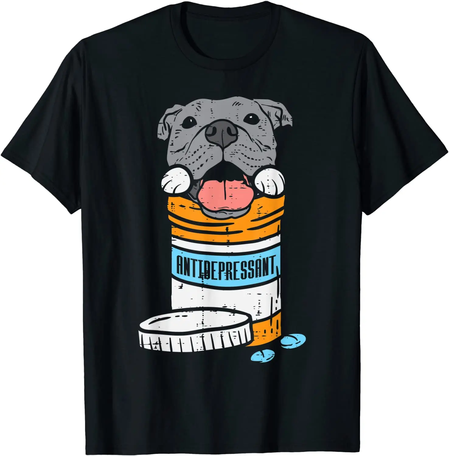 Антидепрессант питбуль забавные Питти собака Владелец подарок футболка |