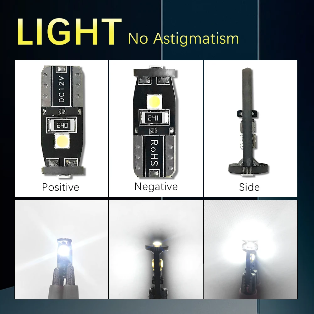 2Pcs T10 W5W LED Bulbs Canbus Car Clearance Lights Reading Lamp Auto Dome Door Bulb Accessories White Interior | Автомобили и