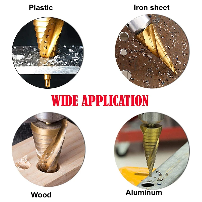 

6Pcs Titanium Hex Step Drill Bit Set 4-12/20/32Mm Metal Hole Cutter Wood Cone Core Drilling Hole Saw Tool+Saw Drills