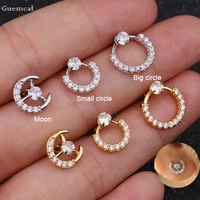 guemcal 2pcs fashion creative diamond studded round straight rod ear bone nail piercing jewelry