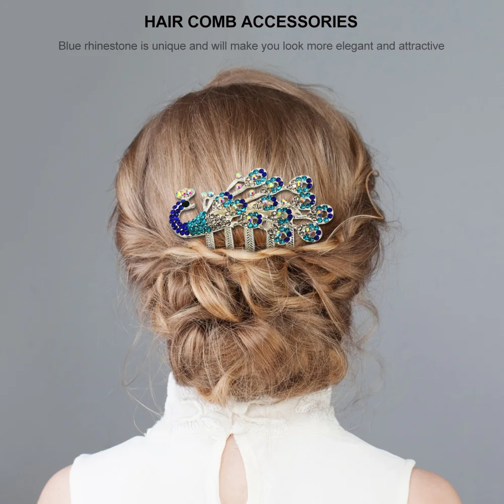 

Bride Wedding Hair Comb Hair Accessories Blue Rhinestone Hair Clip Decoration