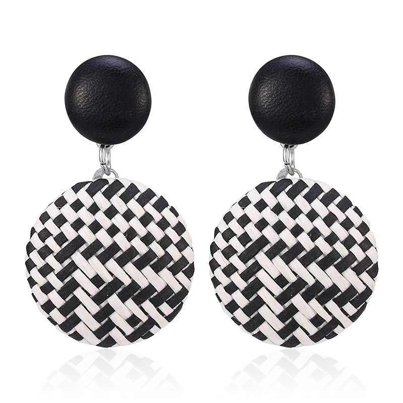 black earrings Новые Винтажные висячие серьги для женщин леопардовый принт дизайн большие круглые висячие акриловые серьги Модные ювелирные изделия pendientes - Окраска металла: black earrings