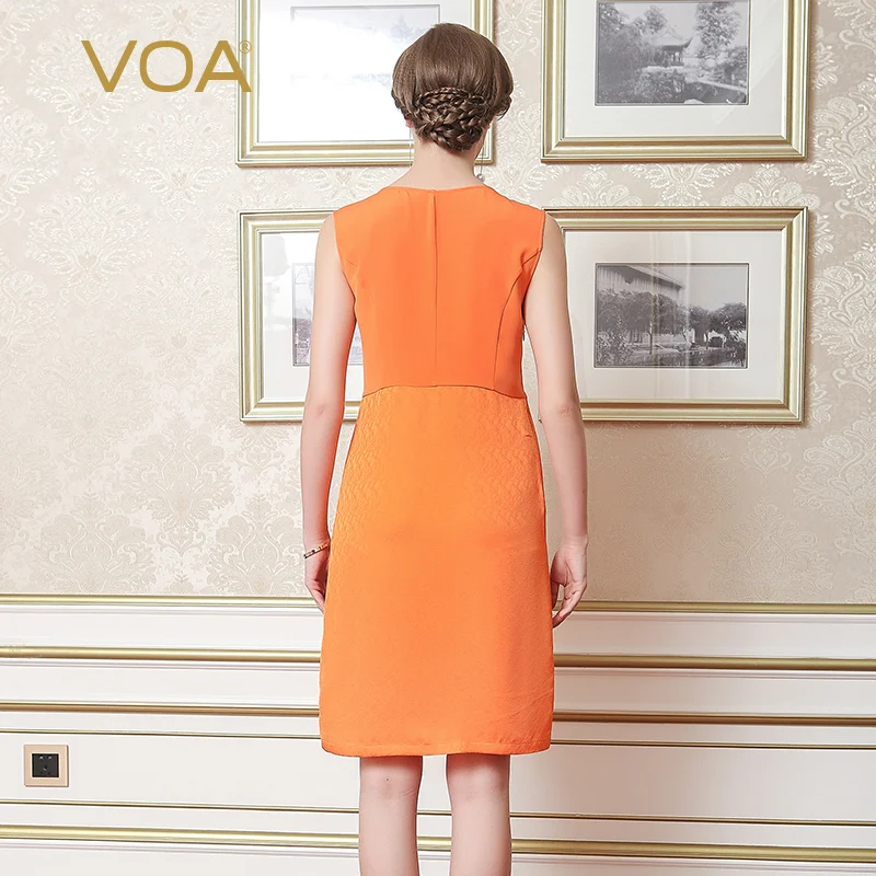 Женское платье-карандаш VOA оранжевое однотонное офисное платье средней длины с