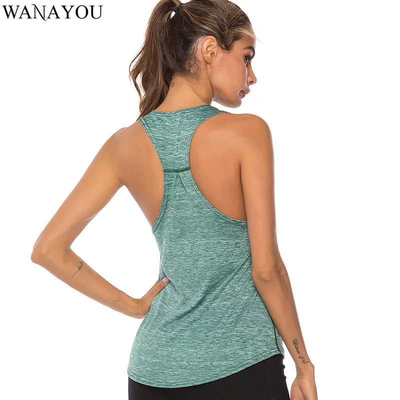 WANAYOU Sleeveless Racerback Yoga Vest Athletic Fitness Sport Tank Tops Gym Running Training Yoga Shirts Workout Tops for Women