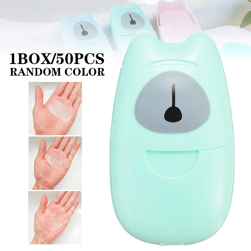 

50 Pcs Convenient Disposable Mini Soap Paper Portable Travel Hands Washing Scented Sheets For Travel Camping Hiking