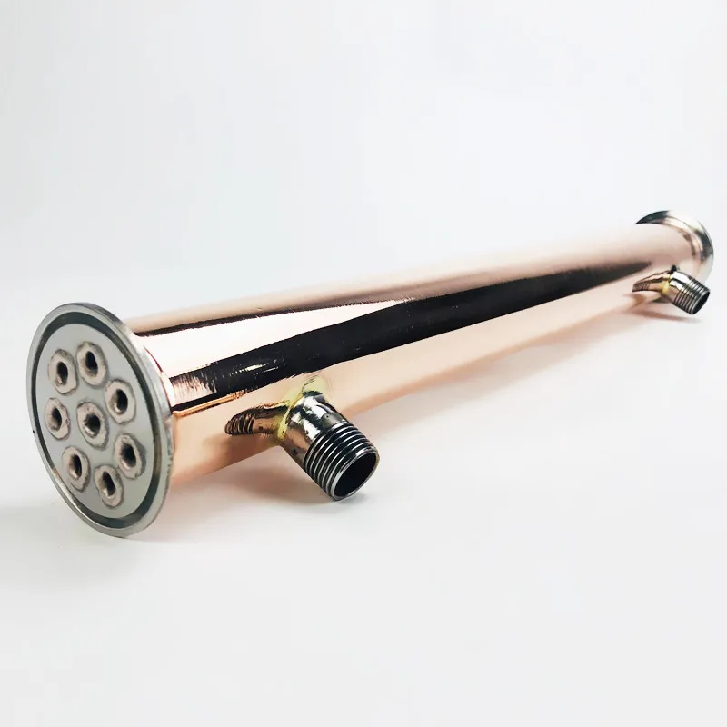 

2 дюйма (51 мм) OD64, медный конденсатор, длина 450 мм, 8 труб с внутренним диаметром 8 мм, наружная резьба 1/2 дюйма, рефлюкс, дефлегматор для дистилляции