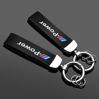 3d metal leather car styling power badge emblem keychain key chain rings for bmw m e46 e36 e60 e39 x1 x3 x4 x5 x6 x7 accessorie