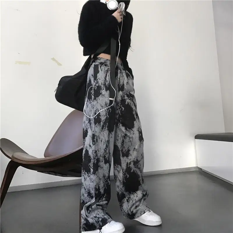 

Large size women's wear 200jin high street straight leg sports pants women's summer loose casual slim floor pants