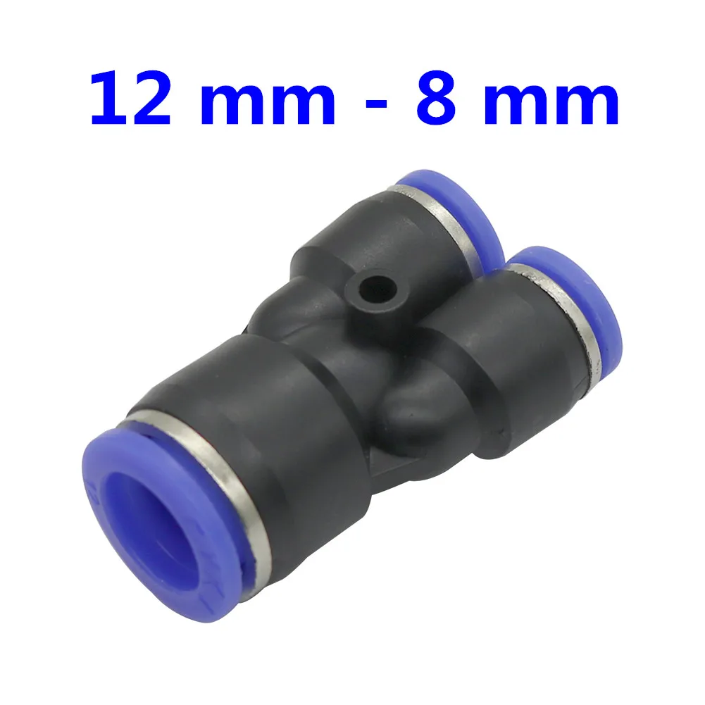 12mm-8mm Пневматическая трубка с 3 портами Y, 12 мм, 8 мм, 10 мм, 6 мм, 4 мм, 16 мм, пневматический соединитель, нажимной замок, быстрое соединение - Цвет: 12mm-8mm