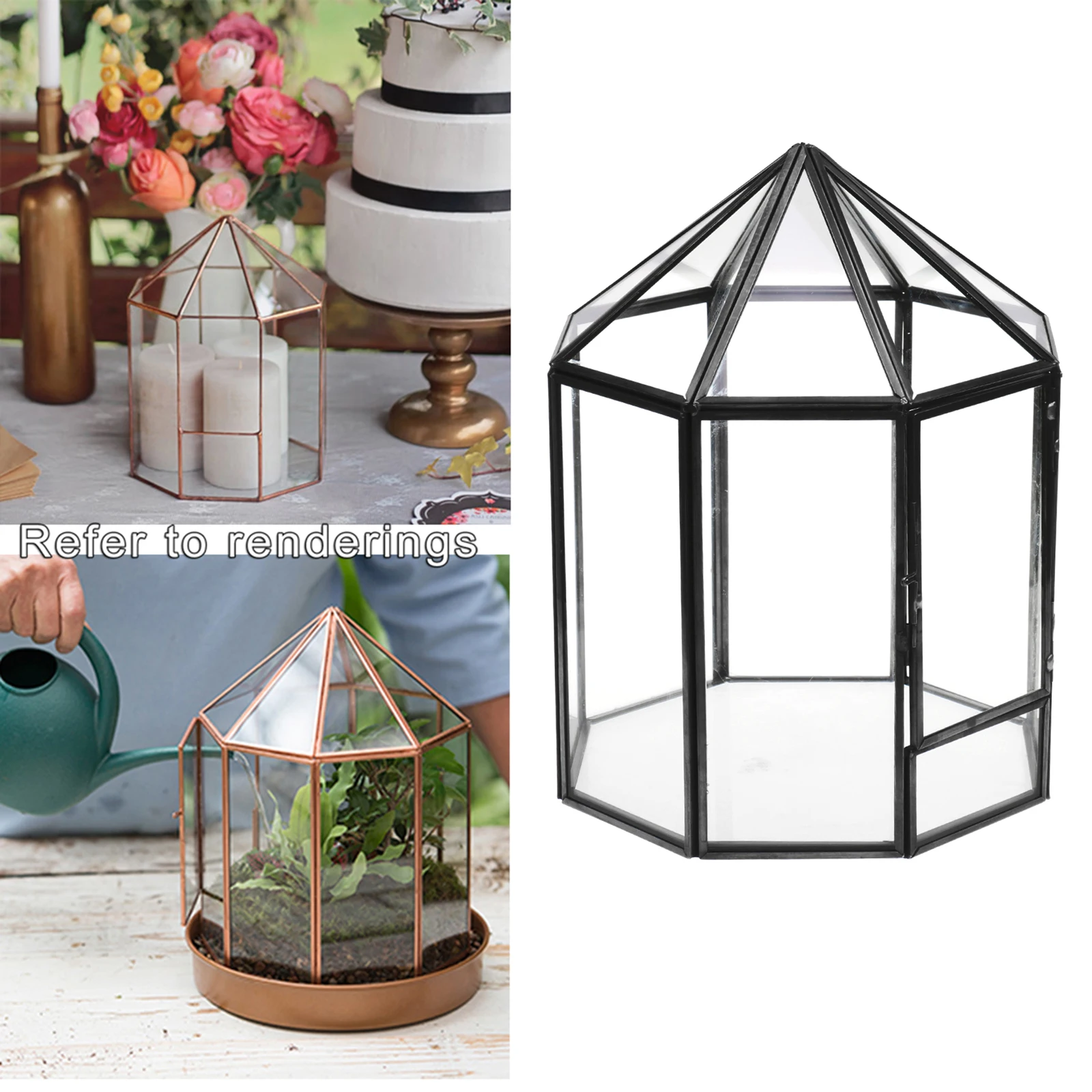 

MagiDeal Geometric Terrarium Metal Faceted Succulent Plants Air Planter Jewelry Holder Anti Brass Novelty Gift