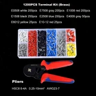 Трубчатый терминал E0508  E10-12, набор обжимных плоскогубцев, Электрический изолированный конец шнура, соединительные зажимы для проводов 0,08-10 мм2, 28-7AWG