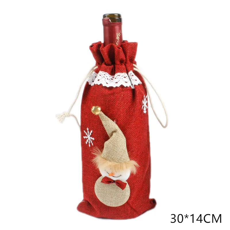 Red snowman Год Рождество Санта/Снеговик винная бутылка пылезащитный чехол Noel Natal рождественские украшения для домашнего ужина Декор - Цвет: Red snowman