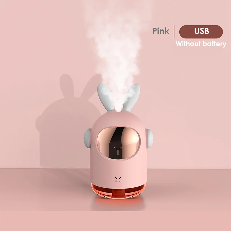 Pink USB 350 мл космический кролик, увлажнитель воздуха, цветной Ночной светильник, настольный водный диффузор, 500 мА/ч аккумулятор, портативный распылитель - Цвет: Pink USB