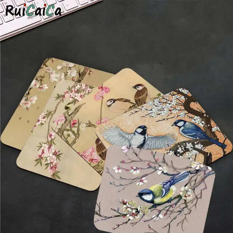 

RuiCaiCa в наличии, коврик для мыши с цветком сливы, маленькая птица, игровые коврики, гладкий коврик для письма, настольные компьютеры, коврик д...