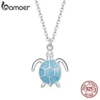 Женское регулируемое ожерелье bamoer, ожерелье из серебра 925 пробы с синей черепахой из эмали, эффектные ювелирные изделия SCN446