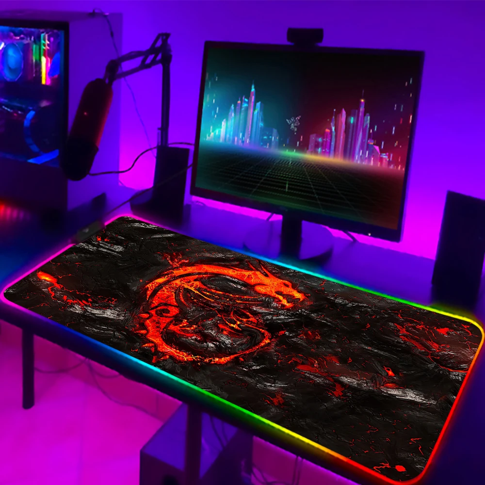 rgb msi mouse pad led light computer gaming accessories mousepad xl gamer desk mat non slip for pc keyboard laptop cs go carpet free global shipping