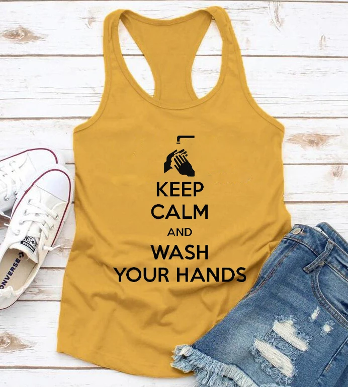 Женский жилет с надписью Keep Calm And Wash Your Hands|Майки| |