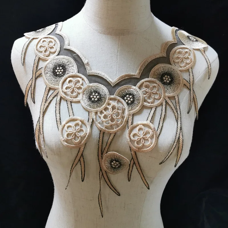 Накладной кружевной воротничок Водорастворимая кружевная ткань паста Китайская