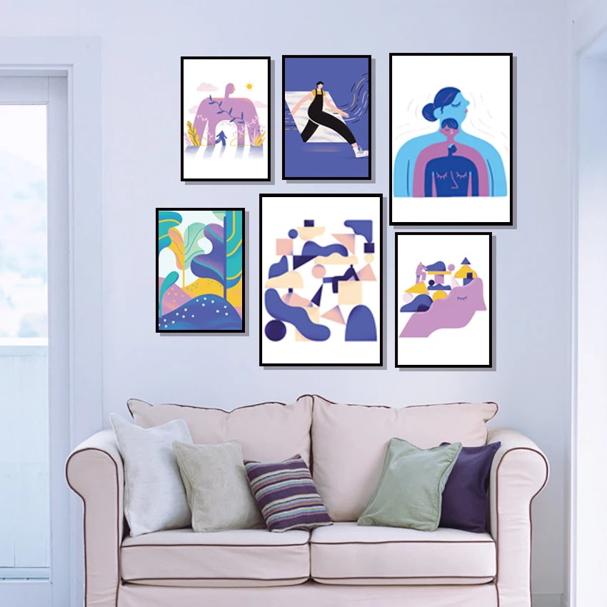 Модная девушка Гора абстрактное современное искусство настенная Картина на