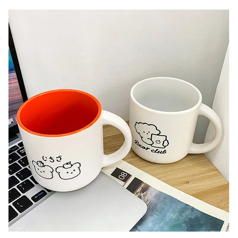 

Simple and Creative Mug Cute Couple Coffee Cup Home Anti-scalding Ceramic Mug with Handle Mugs Coffee Cups Tea Cups