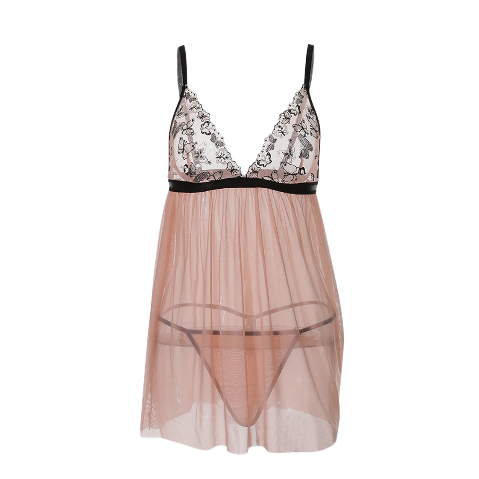 

Ladies Nightdress Sexy Transparent V-neck Women Underwear Set Mesh Lace Fashion Sexy Lingerie Porno Lenceria Sensual Mujer Dress