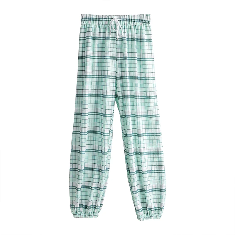 

Vintage Plaid Pants 2021 Summer Autumn New Elastic Waist Basic Retro Loose Women's Harem Pants Trousers