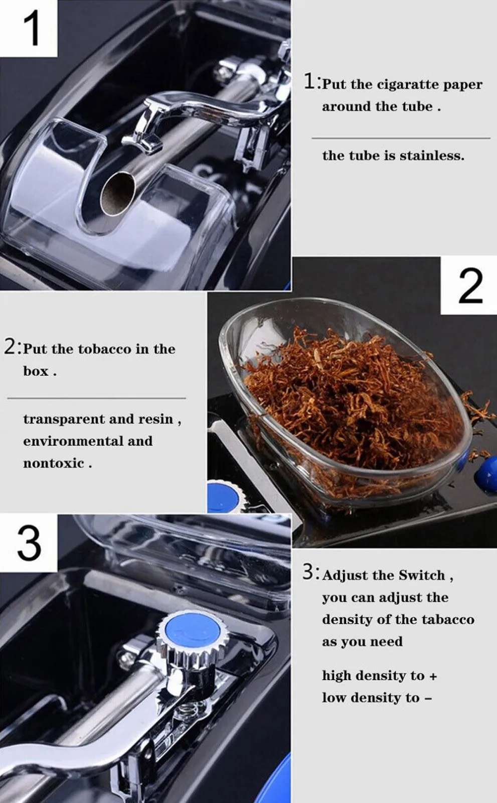 

1pc EU Plug Electric Easy Automatic Cigarette Rolling Machine Tobacco Injector Maker Roller Drop Shipping Smoking Tool